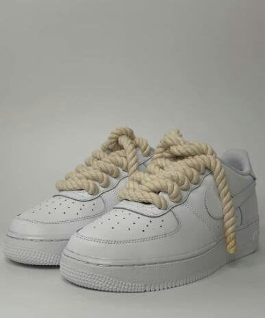 Air Force 1 ‘White, Custom Rope Laces (Beige)’