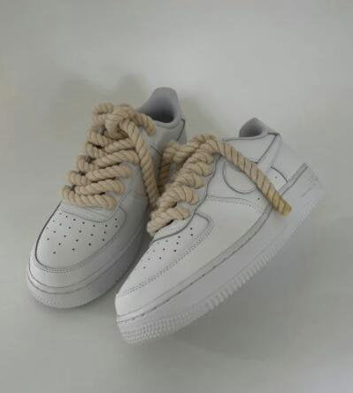 Air Force 1 ‘White, Custom Rope Laces (Beige)’
