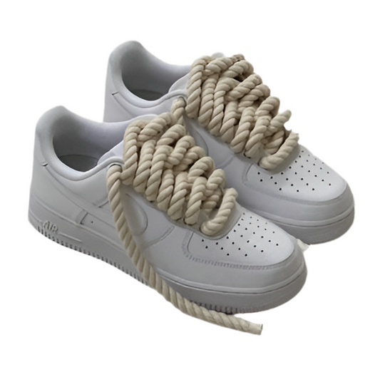 Air Force 1 ‘White, Custom Rope Laces (Beige)’
